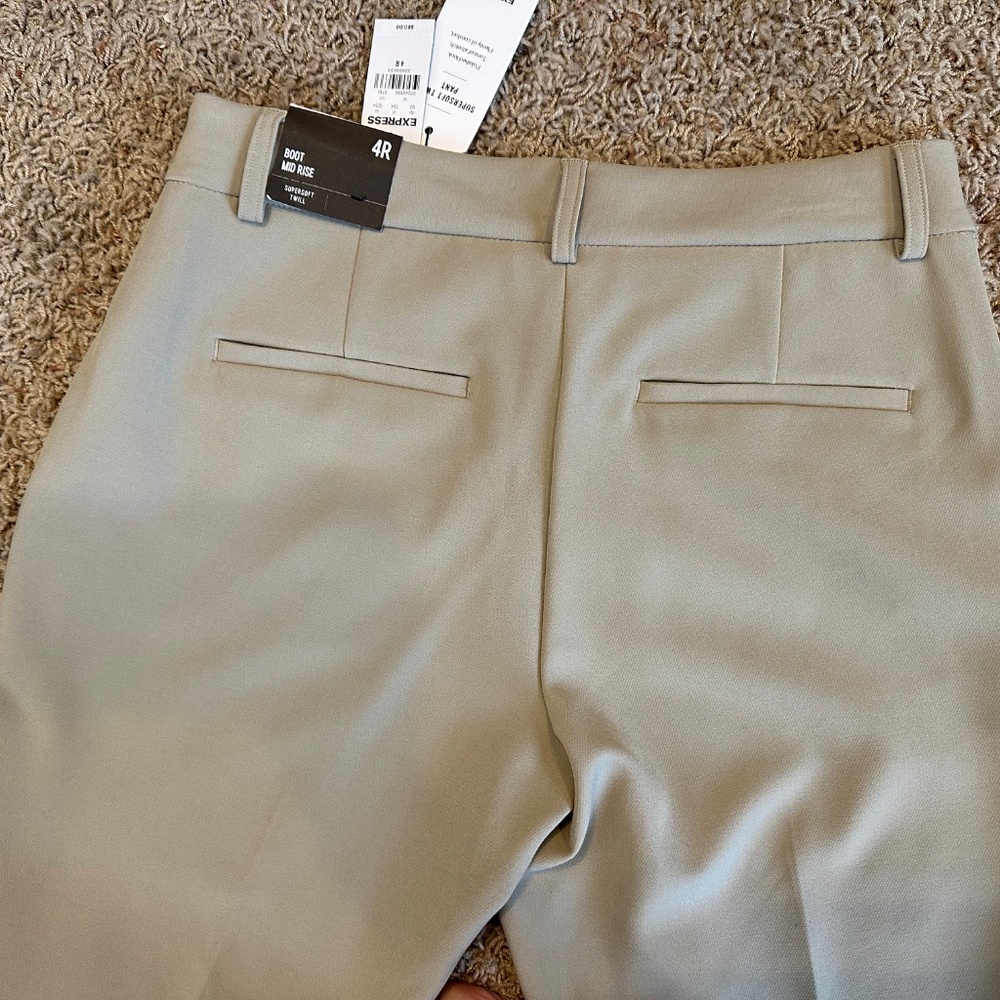 NWT Express Beige/Taupe Mid Rise Boot Supersoft Twill Pant - 4R - Picture 15 of 16